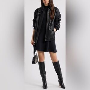 J. Crew Black Ribbed Mini Knit Dress